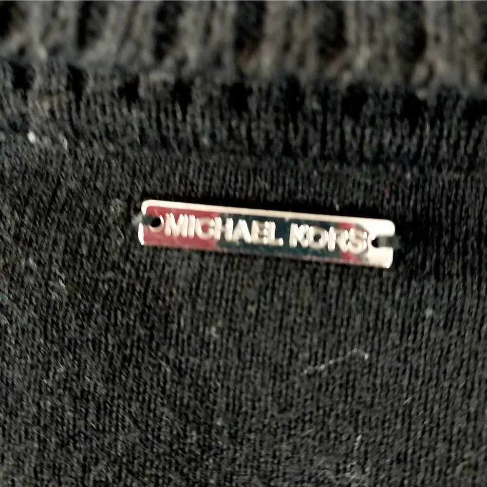 MICHAEL KORS! STRIKING BLACK KNIT, OVERSIZED, FRINGED COWL SWEATER! SZ 2X